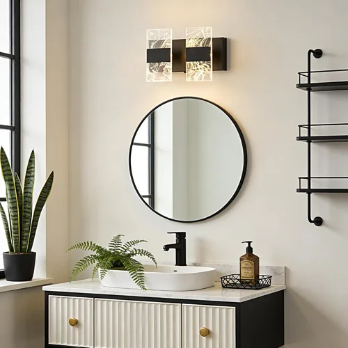 Miniatura 8 de Moderna lámpara LED de baño, regulable, 2 luces, color negro, 5CCT, ajustable, luces de tocador sobre el espejo, luces LED de acrílico ahumado
