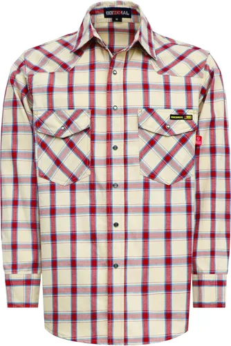 Miniatura 23 de BOCOMAL Camisas FR Resistente a la llama 100% C NFPA2112 7.5oz Camisa de soldadura resistente al fuego para hombres Cuadros azul marino/blanco
