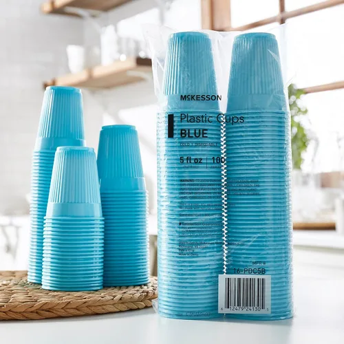 Miniatura 5 de McKesson Vasos de plástico desechables, vasos para beber, polipropileno, azul, 5 onzas, 100