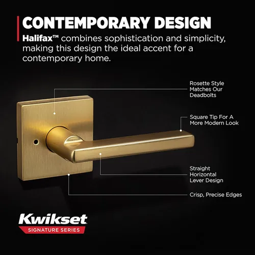 Miniatura 3 de Kwikset Halifax Manija de puerta simulada, palanca de una sola cara para armarios, puertas dobles francesas y despensa, palanca interior reversible