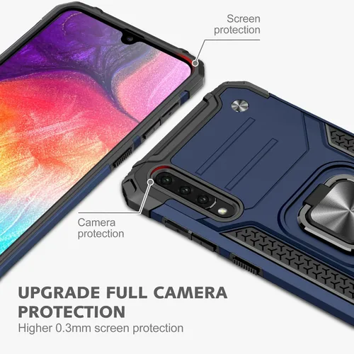 Miniatura 5 de Dionsibei Funda para Samsung Galaxy A50 A50S A30S grado militar con función atril incorporada con soporte de armadura, resistente a prueba de Azul