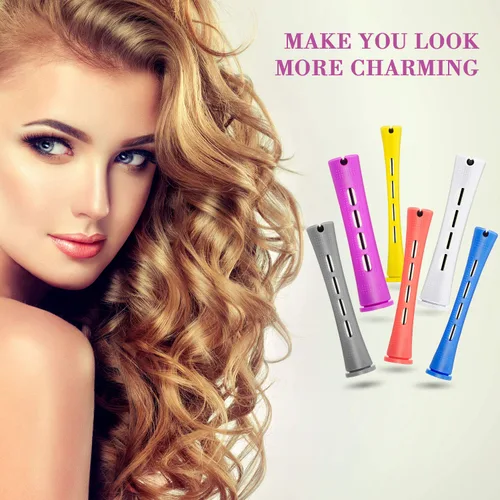 Miniatura 5 de WILLBOND Juego de 60 varillas permanentes de plástico para cabello de onda fría para cabello natural, rodillos rizadores largos y cortos con peine