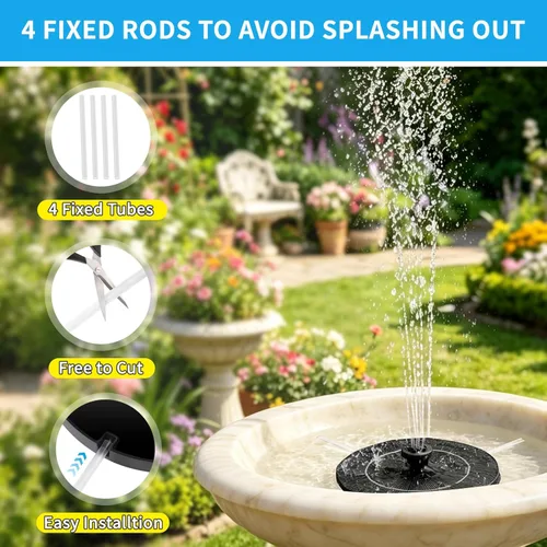 Miniatura 4 de 3.5W Solar Powered Water Fountain for Bird Bath Solar Water Pump with 6 Nozzles,Floating Solar Fountain Pump Outdoor Garden Bird Bath Fountain