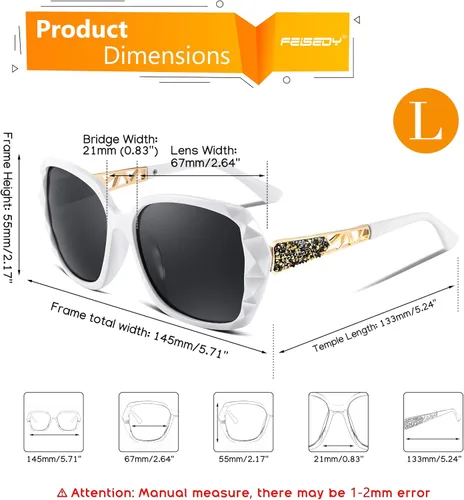Miniatura 58 de FEISEDY - gafas de sol polarizadas para mujer, marco compuesto brillante B2289