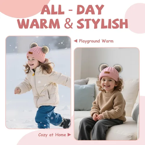 Miniatura 14 de Century Star Toddler Beanie Baby Girls Winter Hat - 6-36 Months Warm Knit Pom Pom Hats for Gils Boys