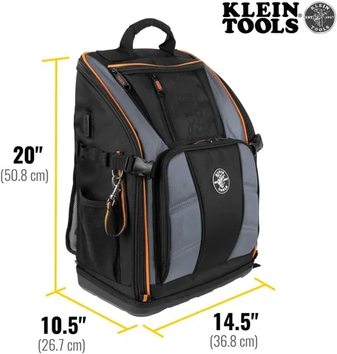 Miniatura 4 de Klein Tools 62482 - Mochila para herramientas Tool-Station Pro, organizador resistente con 27 bolsillos, interior grande, fondo moldeado, bolsa