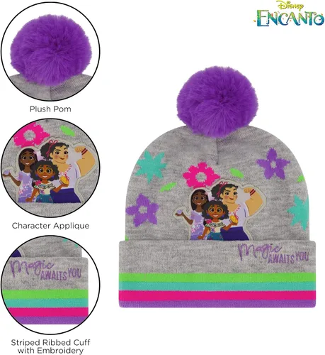 Miniatura 3 de Disney Conjunto de gorro y guantes de invierno para niñas de 2 a 4 años o sombrero Encanto y guantes para niños de 4 a 7 años