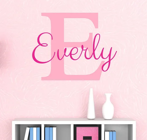 Miniatura 2 de Calcomanía de pared con nombre y inicial para niñas, decoración de pared, personalizada, decoración, guardería, dormitorio, además de calcomanía