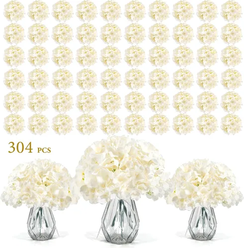 Miniatura 26 de Auihiay 64 piezas de flores artificiales de hortensia de seda, flores artificiales de hortensia con tallos, flores completas de hortensia