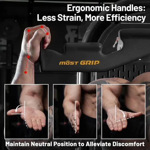 Miniatura 4 de Barra de tracción dorsal MOST GRIP con 6 asas ergonómicas, accesorios de tracción dorsal de agarre neutral para entrenamiento de toda la espalda