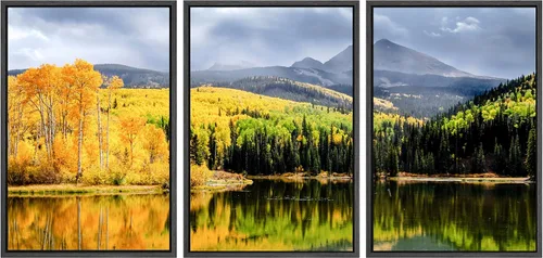 Miniatura 17 de SIGNWIN Lienzo enmarcado para pared, juego de arte nublado de tormenta, cielo, bosque otoñal, árboles, rústico, naturaleza, fotografía, realismo