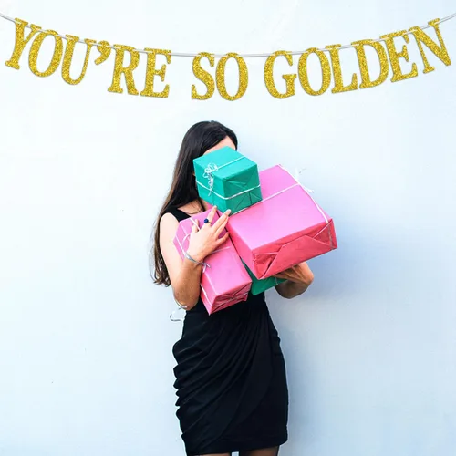 Miniatura 4 de Cartel dorado con texto en inglés "You're So Gold", letrero de feliz cumpleaños dorado, suministros de decoración de fiesta de cumpleaños