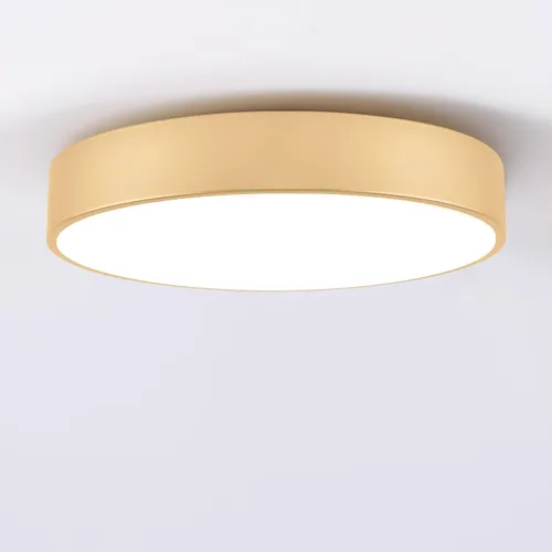 Miniatura 13 de Moderna lámpara de techo de montaje empotrado dorada, luces de techo redondas contemporáneas de 2 luces con pantalla de acrílico blanco