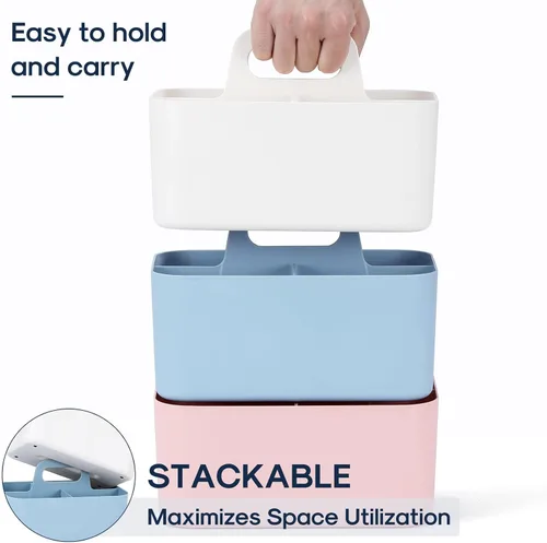 Miniatura 7 de Organizador Caddy Multiusos con Asa - Contenedor de Plástico Apilable Tote - Suministros de Arte y Manualidades, Oficina, Escritorio, Papelería