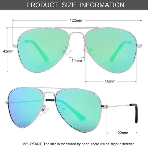 Miniatura 46 de Gleyemor Lentes de sol polarizados estilo aviador para niños y niñas, jóvenes, adolescentes, dos tamaños de 1.969 in y 2.047 in