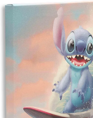 Miniatura 4 de Open Road Brands Disney Lilo and Stitch Surfing Gallery - Lienzo decorativo para pared, diseño de puntada divertida para el hogar