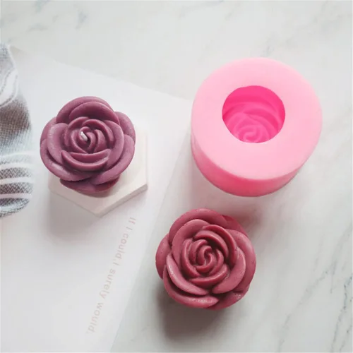 Miniatura 10 de Molde de jabón de rosas para bricolaje, moldes de silicona con forma de corazón y flor para velas de jabón, cera perfumada, mousse, pastel, Corazón