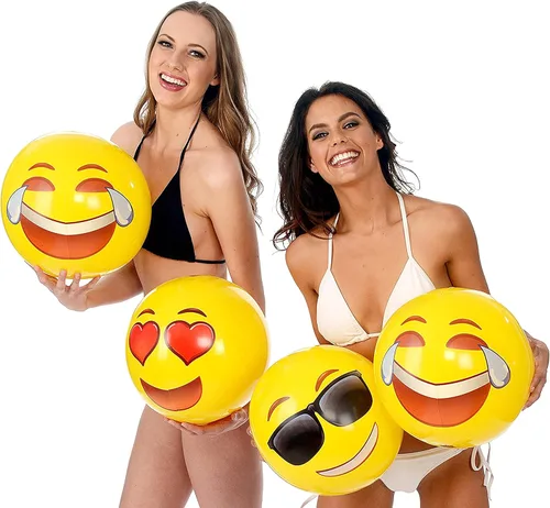Miniatura 4 de Coconut Float Emoji - Pelotas de playa inflables de 18 pulgadas, ideales para fiestas de verano y eventos de natación