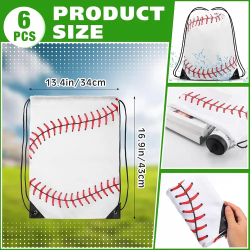 Miniatura 8 de Sunnyray 20 piezas de recuerdos de fiesta de béisbol de 13 x 17 pulgadas bolsa de béisbol con cordón y vaso deportivo de 24 onzas para gimnasio