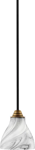 Miniatura 205 de Toltec Lighting Paramount - Mini colgante de 1 luz en acabado negro mate con cristal de arte perla de 7 pulgadas y estilo negro