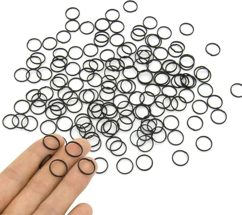 Miniatura 19 de 200 piezas de mini anillo de salto dividido de 0.394 pulgadas con doble bucles, pequeños anillos redondos de metal negro, conectores para hacer