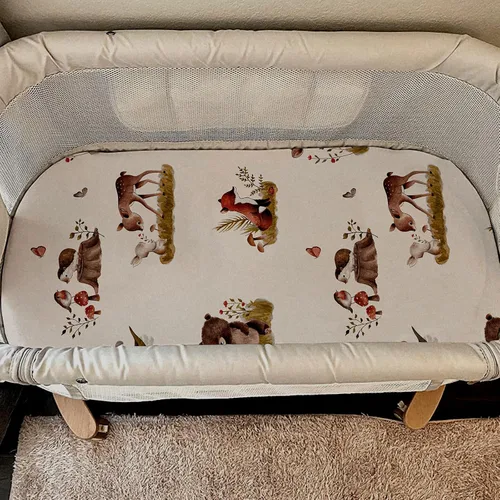 Miniatura 3 de Gllquen Baby Paquete de 4 sábanas de moisés, transpirable y acogedora, sábana bajera elástica para cuna de viaje, patrón floral de moda, sábanas Oso