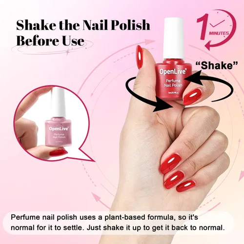 Miniatura 3 de OpenLive Juego de esmaltes de uñas de perfume de 20 colores, rojo, rosa, morado y verde, juego de esmaltes de uñas de secado rápido para mujeres