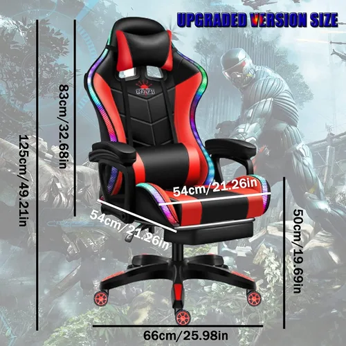 Miniatura 2 de Silla ergonómica para juegos profesional con soporte lumbar de masaje completo, altavoces Bluetooth, respaldo ajustable, color blanco