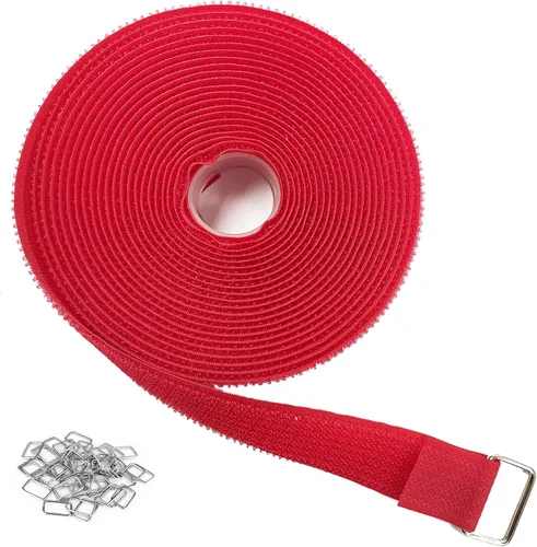 Miniatura 12 de YMCRLUX Correas de gancho y bucle de 1 x 16 pies con 25 hebillas de metal, correas de cable de fijación ajustables, correa de cincha cortada a