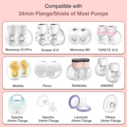 Miniatura 2 de Inserto de brida de 17 mm, Compatible con piezas de repuesto para sacaleches portátiles S9/S12/S9Pro/S12Pro, Protector/inserto de brida de bomba