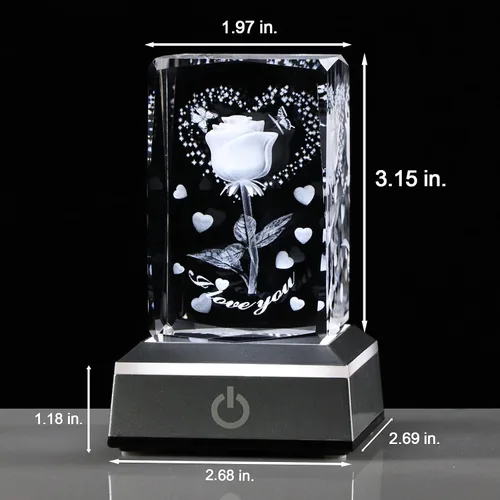 Miniatura 4 de YWHL Cristal romántico grabado en 3D con texto en inglés "I Love You", regalos para su novia, esposa, en aniversario, día de la madre, regalos