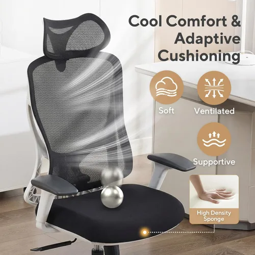 Miniatura 9 de Nouhaus Apertura - Silla ergonómica de oficina, sillas de escritorio de oficina en casa con soporte lumbar ajustable y reposacabezas, soporte Gris