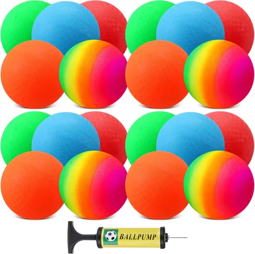 Miniatura 10 de Vinsot Paquete de 12 bolas inflables de 8.5 pulgadas para parque infantil, bolas inflables para niños, balón inflable con bomba de mano