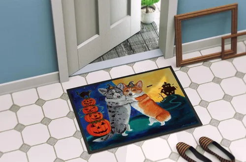 Miniatura 4 de Caroline's Treasures 7413JMAT Corgi - Tapete de Halloween Scare de 24 x 36 pulgadas, tapete para puerta delantera, para interiores y exteriores