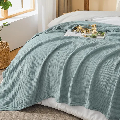 Miniatura 6 de EMME Manta Decorativa Grande de Muselina de Algodón para Sofá, Gasa Transpirable Suave y Ligera, Mantas de Cama para Adultos