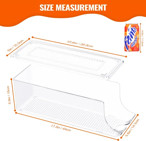 Miniatura 5 de SCAVATA Paquete de 2 organizadores de latas de soda para refrigerador, contenedor apilable de latas de alimentos enlatados, dispensador de latas