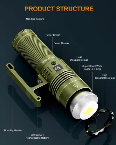 Miniatura 7 de SKYFIRE Foco recargable, 13000 lúmenes, linterna de alto lúmenes, 32000 mAh 24 horas de tiempo de ejecución LED, foco de mano impermeable IP67