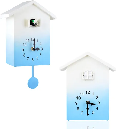 Miniatura 10 de KEYPOWER - Reloj de cuco, reloj de pared de cuco, sonidos de pájaros de cuco o llamada, péndulo de reloj con diseño, casa de pájaros, arte de pared