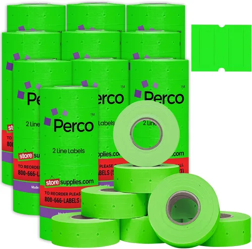 Miniatura 21 de Perco Etiquetas azules de 2 líneas, 6,000 etiquetas de precio en blanco y fecha para pistolas Perco de 2 líneas de precio y fecha, 8 rollos, 1