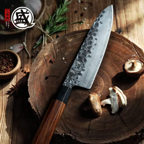 Miniatura 2 de MITSUMOTO SAKARI Cuchillo de chef Gyuto de 8 pulgadas, cuchillos de chef de cocina forjados a mano japoneses, acero de alto carbono 9CR18MOV de 3