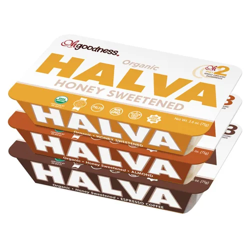 Miniatura 17 de OhGoodness! Halva de miel orgánica, paquete de 3, solo dos ingredientes simples, aperitivo y postre para derretir en la boca, golosina endulzada