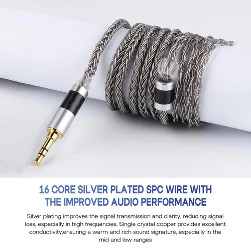 Miniatura 3 de Linsoul Tripowin Zonie cable SPC para auriculares de 16 núcleos, chapado en plata