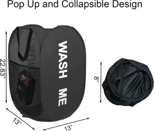 Miniatura 3 de Cesta plegable para ropa sucia, cesta plegable para ropa sucia, para dormitorio universitario, viajes, crucero, hotel, color negro