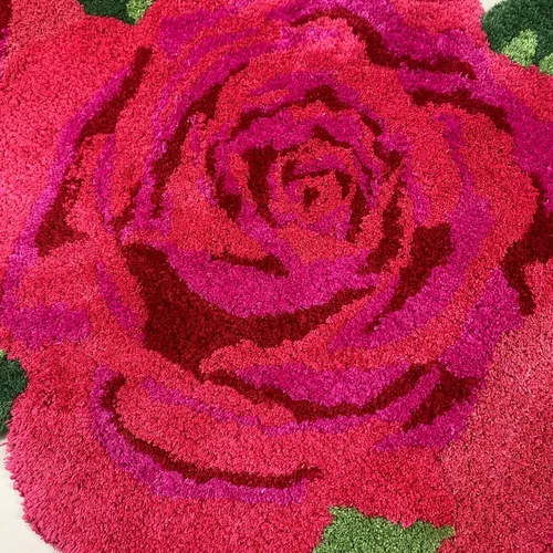 Miniatura 4 de USTIDE Alfombra esponjosa de rosa para piso, alfombra suave y peluda, alfombra hecha a mano, alfombras modernas, alfombras lavables para sala