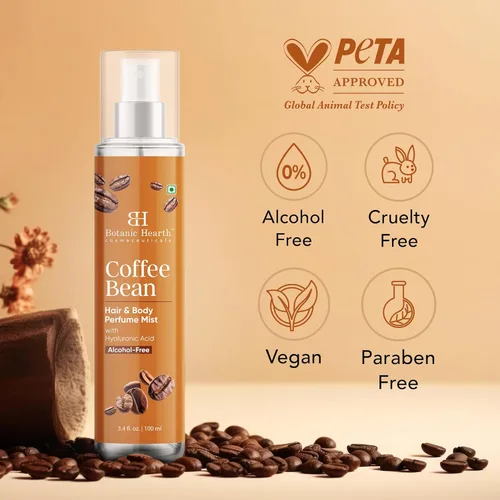 Miniatura 6 de Botanic Hearth Café Bean Perfume para el cabello y niebla corporal con ácido hialurónico – Spray corporal sin alcohol para fragancia duradera e