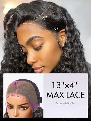Miniatura 3 de Peluca de cabello brillante sin pegamento con correa de cordón ajustable, peluca de encaje precortada, peluca de encaje frontal de 13 x 4 pulgadas
