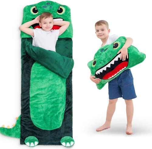 Miniatura 8 de iPlay, iLearn Saco de dormir para niños, saco de dormir Capybara de felpa, tapete para siesta para niña y niño, almohada de animal marrón 2 en 1