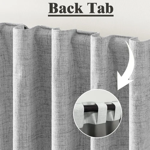 Miniatura 2 de Miss Seltex - Cortinas de lino 100% opacas para dormitorio, con aislamiento térmico, con textura de lino, con pestaña trasera, cortinas opacas