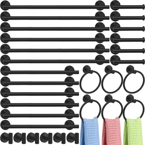 Miniatura 13 de Gisafai Juego de 15 accesorios de baño de níquel cepillado, toalleros plateados para baño, acero inoxidable SUS304 de 23.6 pulgadas, soporte