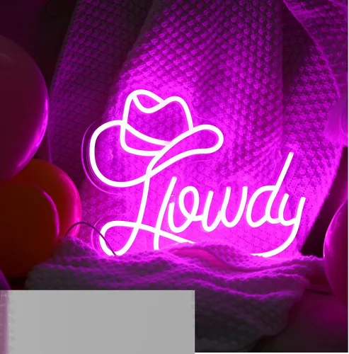 Miniatura 4 de Riakrum Sombrero de vaquero Howdy letrero de neón para decoración de pared, iluminación Y2k, luz de neón LED, decoración de habitación de vaquera